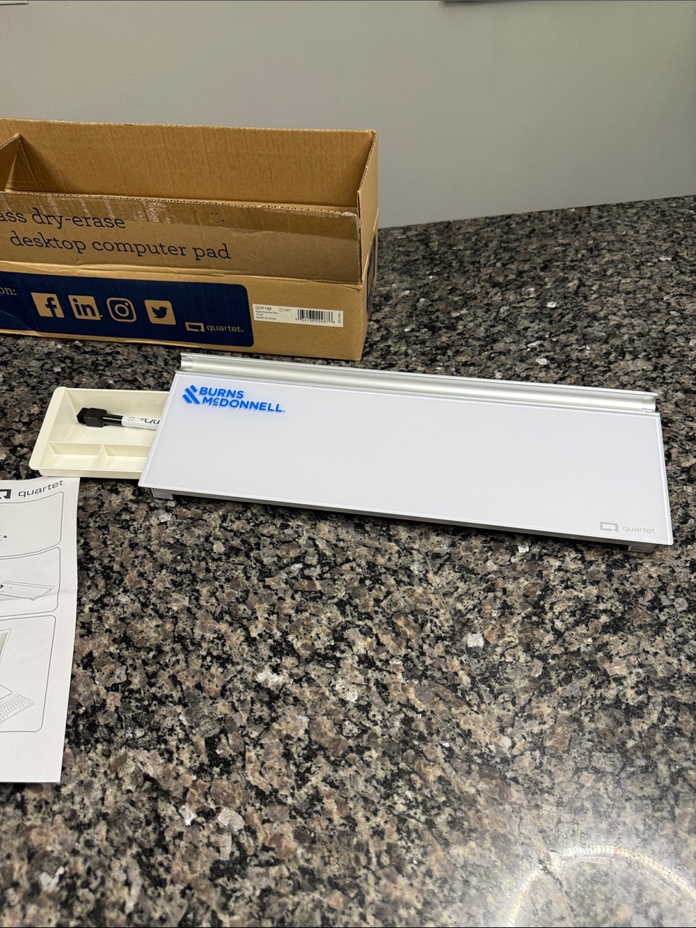 Quartet glass White Dry-Erase Desktop Pad NEW
